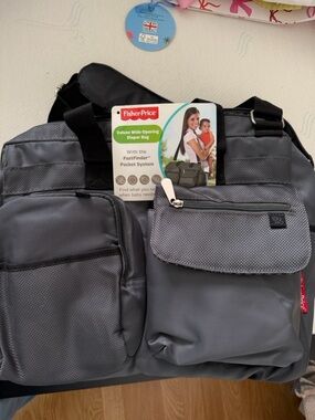 Fisher-Price Gray Duffel Travel & Diaper Bag
